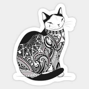 Cat in Tribal Tattoo Sticker